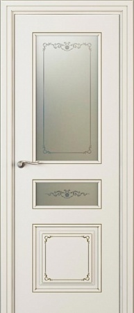 Межкомнатная дверь Аура ЛЧ53-С2 Эмаль, RAL 9010 + витраж сонет, 600/700/800/900*2000 мм. «Дверной лидер» в Ярославле